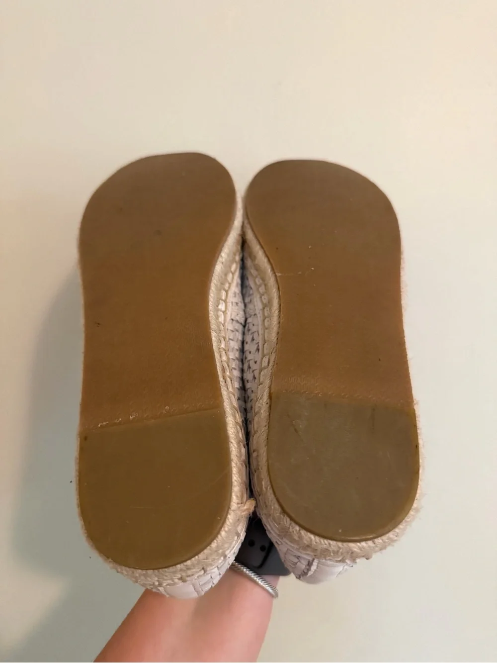 J McLaughlin Woven Espadrille Slip-On Flats in White and Black | size 8.5